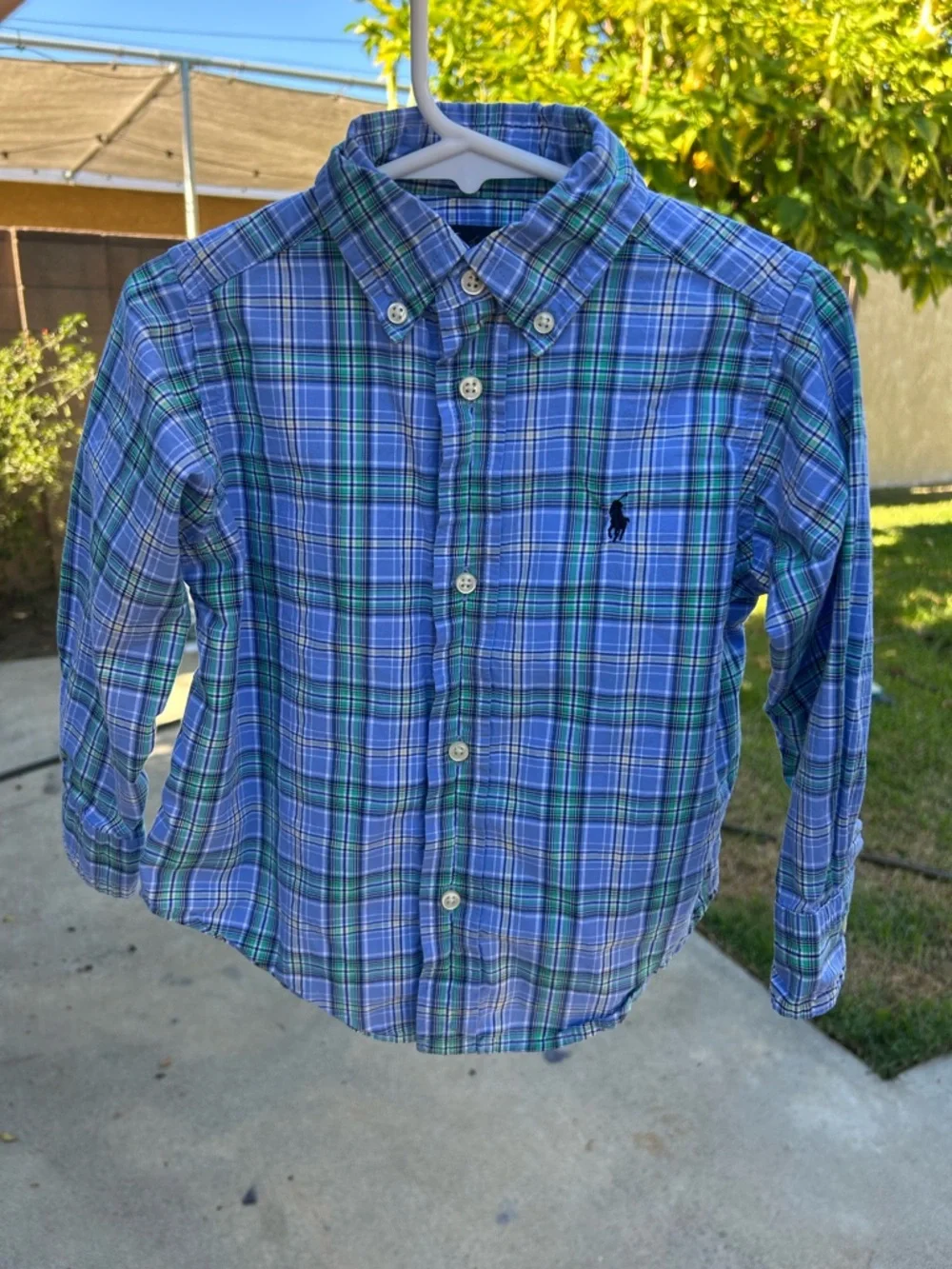 Polo by Ralph Lauren Blue & Green Plaid Button-Down Shirt